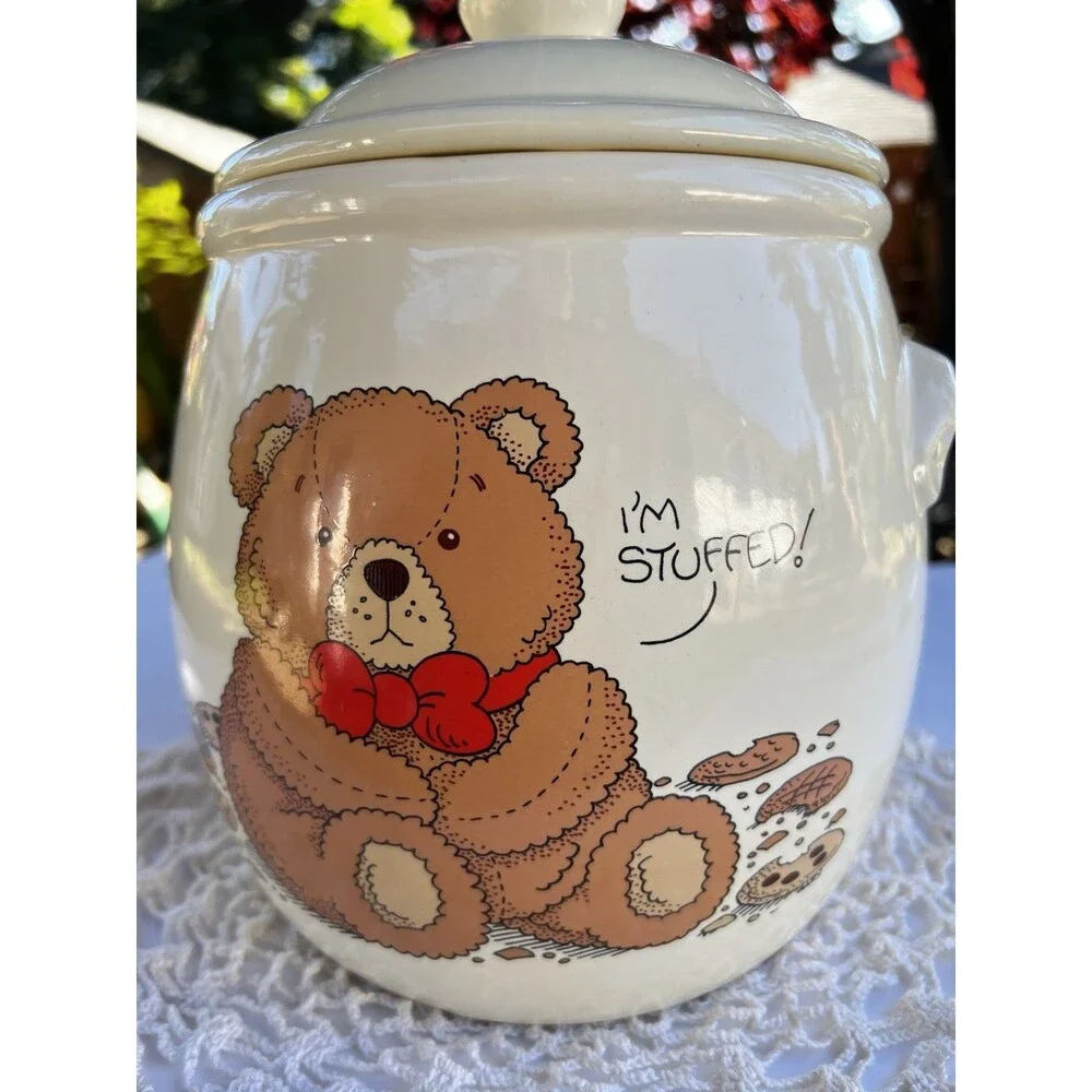 1985 CHD Classic I'm Stuffed Cookie Jar With Bear Vintage Pre Owned